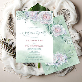 Fijne Waterverf Roos Engagement Party Kaart