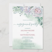 Fijne Waterverf Roos Engagement Party Kaart (Voorkant)