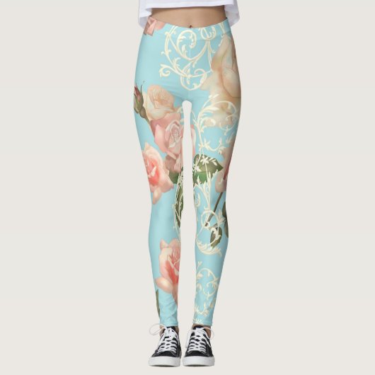 Fijne waterverf roos leggings (Voorkant)