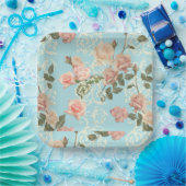 Fijne waterverf roos papieren bordje (Feest)