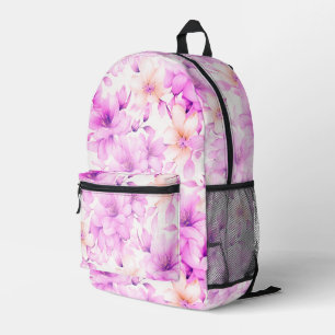 Fijne Waterverf Roze Bloemen Bedrukte Rugzak