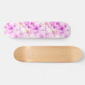 Fijne Waterverf Roze Bloemen Persoonlijk Skateboard (Horizontaal)