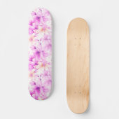 Fijne Waterverf Roze Bloemen Persoonlijk Skateboard (Voorkant)