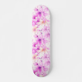 Fijne Waterverf Roze Bloemen Persoonlijk Skateboard (Voorkant)