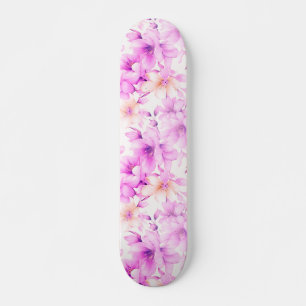 Fijne Waterverf Roze Bloemen Persoonlijk Skateboard