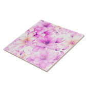 Fijne Waterverf Roze Bloemen Tegeltje (Zijkant)