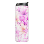 Fijne Waterverf Roze Bloemen Thermosbeker (Gedraaid links)