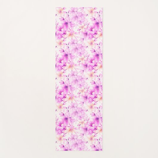 Fijne Waterverf Roze Bloemen Yogamat (Voorkant)