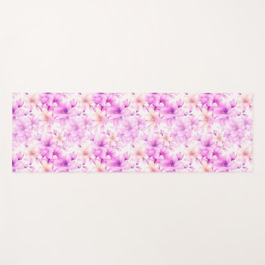 Fijne Waterverf Roze Bloemen Yogamat (Voorkant (horizontaal))