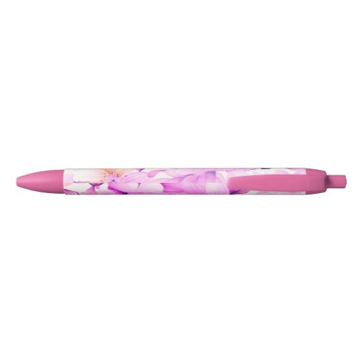 Fijne Waterverf Roze Bloemen Zwarte Inkt Pen (Achterkant)