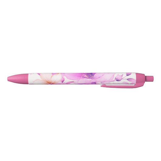 Fijne Waterverf Roze Bloemen Zwarte Inkt Pen (Bodem)