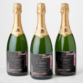 Fijne Waterverf Roze Floral Sparkling Wijnetiket (Flessen)