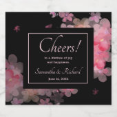 Fijne Waterverf Roze Floral Sparkling Wijnetiket (Enkel label)