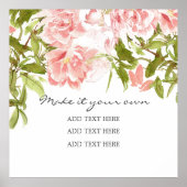 Fijne Waterverf Roze Peonies Wedding Poster (Voorkant)