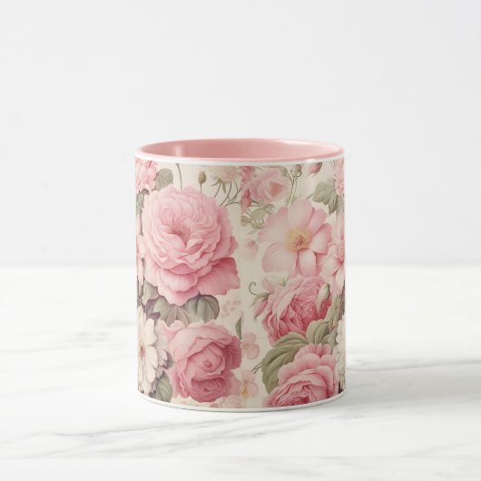 Fijne Waterverf Roze Rozen & Appelbloesems Mok (Midden)