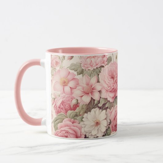 Fijne Waterverf Roze Rozen & Appelbloesems Mok (Links)