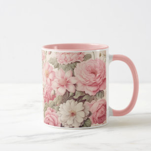 Fijne Waterverf Roze Rozen & Appelbloesems Mok