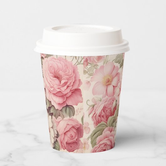 Fijne Waterverf Roze Rozen & Appelbloesems Papieren Bekers (Links)