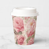 Fijne Waterverf Roze Rozen & Appelbloesems Papieren Bekers (Rechts)