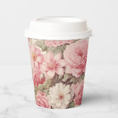 Fijne Waterverf Roze Rozen & Appelbloesems Papieren Bekers (Voorkant)