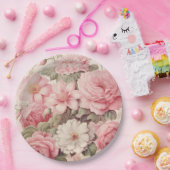 Fijne Waterverf Roze Rozen & Appelbloesems Papieren Bordje (Feest)