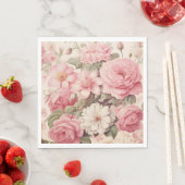 Fijne Waterverf Roze Rozen & Appelbloesems Servet (Insitu)