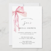 Fijne waterverf roze strik bruidsdouche kaart (Voorkant)