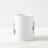 Fijne waterverf stoffige blauw- en goudbloemen koffiemok (Center)