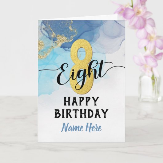 Fijne Waterverf van 8 september Blauwe & gouden jo Kaart (Orchidee)