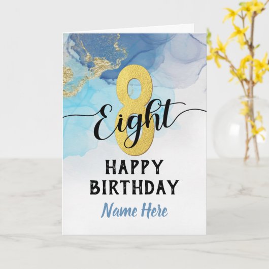 Fijne Waterverf van 8 september Blauwe & gouden jo Kaart (Gele Bloem)