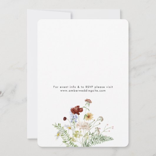Fijne Waterverf Wildbloemen bruiloft Kaart (Achterkant)