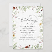 Fijne Waterverf Wildbloemen bruiloft Kaart (Voorkant)