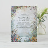 Fijne Waterverf Wildbloemen bruiloft Kaart (Staand voorkant)