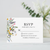 Fijne Waterverf Wildbloemen bruiloft RSVP Kaartje (Staand voorkant)