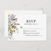 Fijne Waterverf Wildbloemen bruiloft RSVP Kaartje (Voorkant / Achterkant)