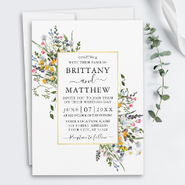 Fijne Waterverf Wildbloemen Gold Lijst Weddenschap Kaart