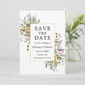 Fijne Waterverf Wildbloemen Roze Blush Save The Date (Staand voorkant)