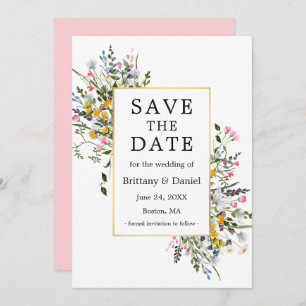 Fijne Waterverf Wildbloemen Roze Blush Save The Date