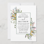 Fijne Waterverf Wildbloemen Wedden Sage Green Kaart (Voorkant)