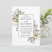 Fijne Waterverf Wildbloemen Wedden Sage Green Kaart (Staand voorkant)