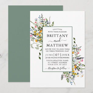 Fijne Waterverf Wildbloemen Wedden Sage Green Kaart