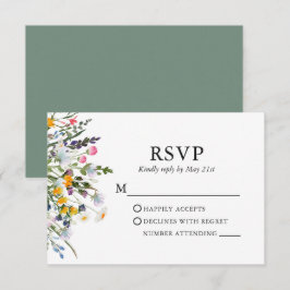 Fijne Waterverf Wildbloemen Wedden Sage Green RSVP Kaartje