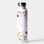 Fijne waterverf wilde bloem gepersonaliseerd waterfles (Links)