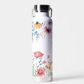Fijne waterverf wilde bloem gepersonaliseerd waterfles (Voorkant)