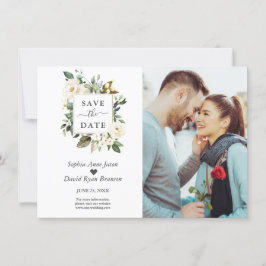 Fijne Waterverf Witte bloemen Foto bruiloft Save The Date