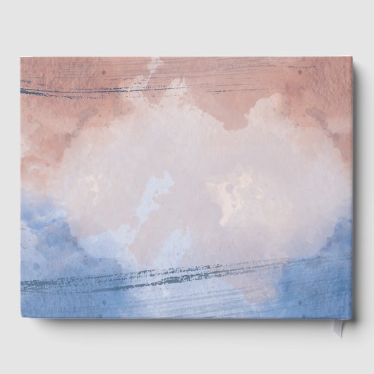 Fijne waterverf zinspeelt op golven gastenboek (Achterkant)