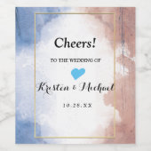 Fijne waterverf zinspeelt op golven wijn etiket (Enkel label)