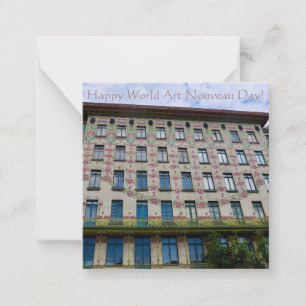 Fijne Wereld Kunst Nieuwe Dag! Opmerking Kaart Notitiekaartje