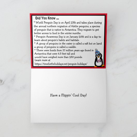 Fijne Wereld Pinguïn Dag 25 april Kaart (Binnen)