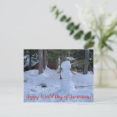 Fijne Werelddag van Snowman! Briefkaart (Staand voorkant)